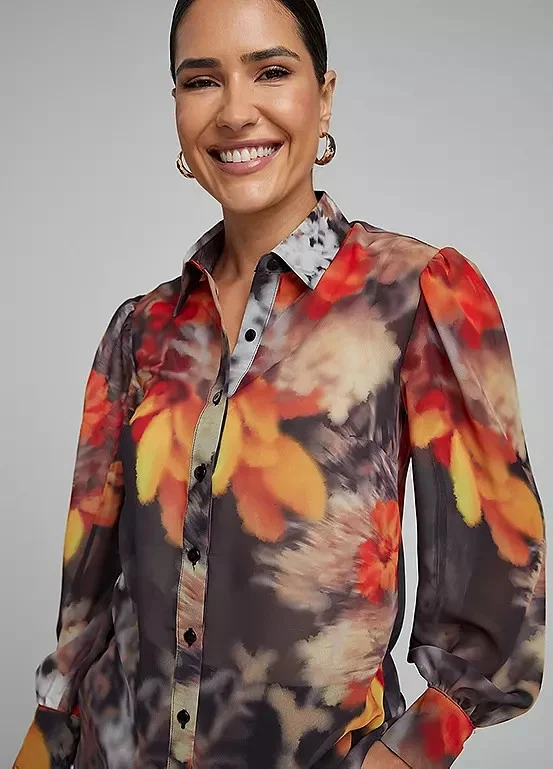 Kaleidoscope Multi Orange Floral Print Shirt Blouse Top Size 14 New RRP £45 - Image 2 of 4