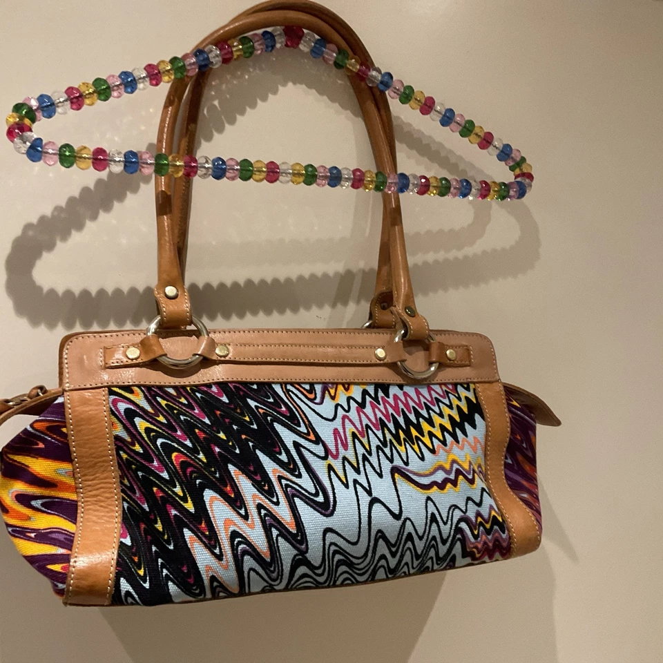 Sac Missoni M vintage cuir et tissus - Photo 2/4