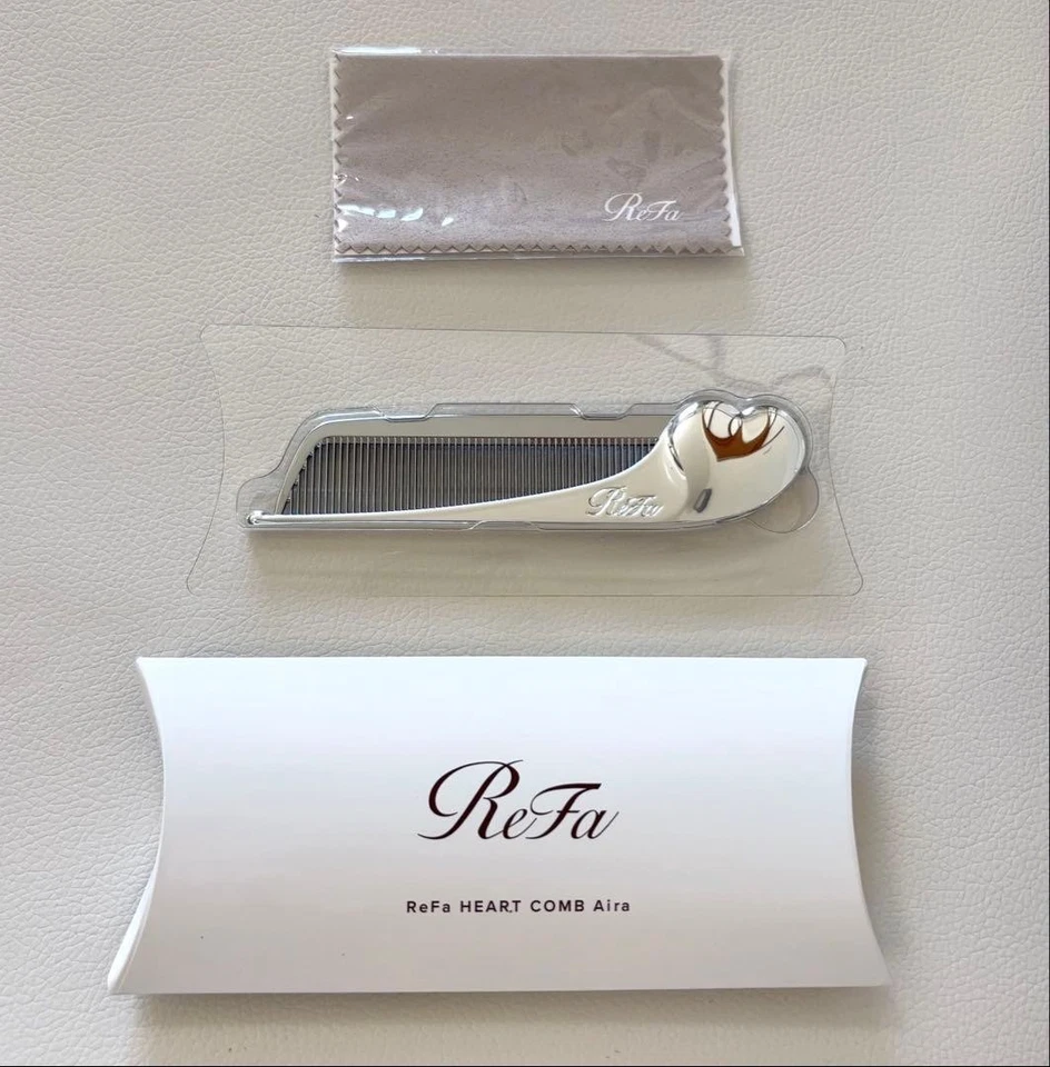 ReFa HEART COMB Aira Spazzola Pettine Capelli Portatile Pieghevole Argento Re... - Immagine 2 di 4