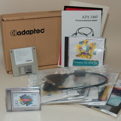 Adaptec SlimSCSI SCSI PCMCIA Karte APA1460A und SCSI-1 Kabel boxed mit Festplatten