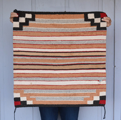 Old Navajo Striped Single Saddle Blanket Rug - 28.5" x 28"