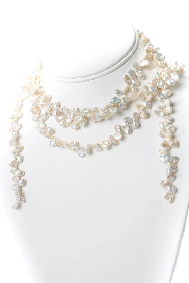 Juego de 2 hebras de perlas Keshi de diseño de 8-10 mm 32" 71,8 g Foto 3 de 4