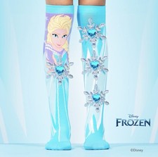 Girls Knee High Disney Frozen Socks Blue White Purple Cartoon Princess Elsa