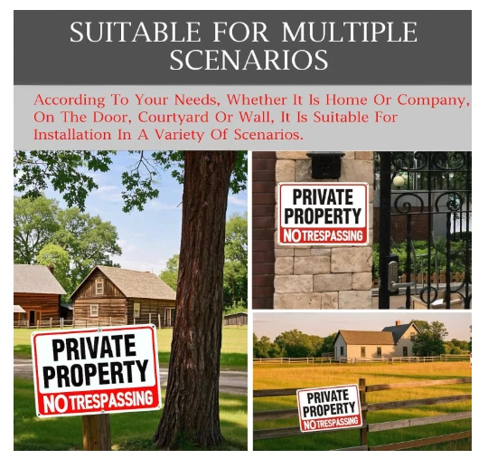 Paquete de 4 letreros grandes sin intrusión propiedad privada, aluminio libre de óxido de 8X12 pulgadas Foto 3 de 4