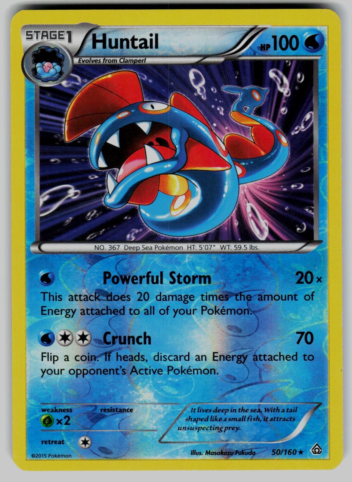 Huntail 50/160 Holo Rare Primal Clash Pokemon Reverse Holo Lightly Played