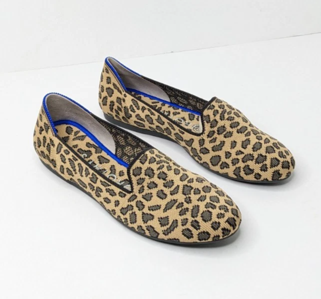 Rothy's The Loafer Casual Slip-On Flats Spotted Leopard Knit Womens 9