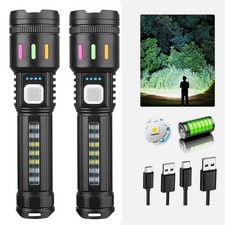 1/2X990000000LM Super Bright Flashlight LED Powerful Rechargeable Torch Zoomable