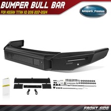 Textured Black Bull Bar Front Bumper With Sensor Holes For Nissan Titan Xd 16-24