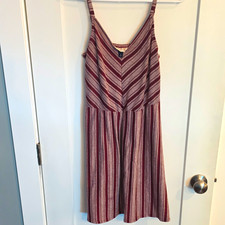 Universal Thread Burgundy Striped Sleeveless Mini Dress Sundress Size M Medium