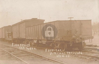 Railroad First Relief Car. Metz MI Michigan 1908 RPPC Photo Postcard COPY