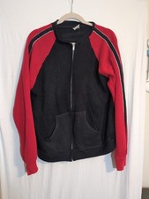 Vintage Men's L Bassett Walker Red/Black Full Zip Pocketed Sweatshirt