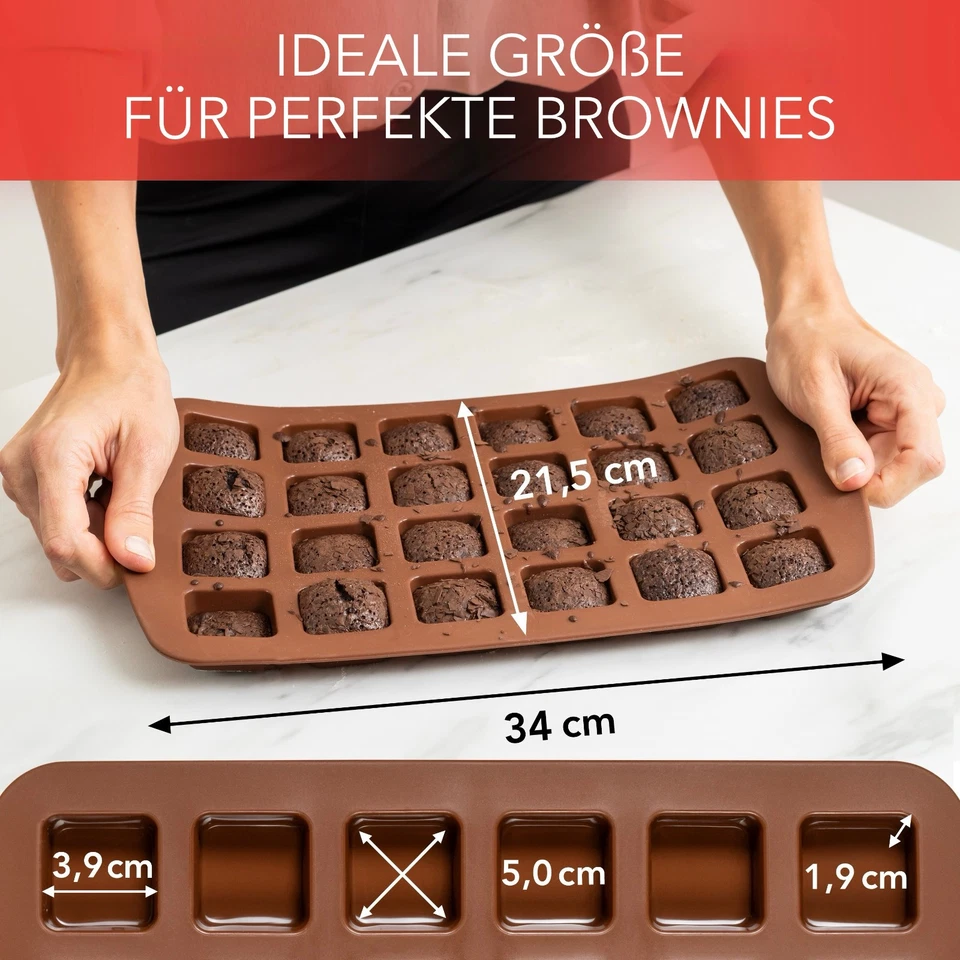 AVANA Brownieform aus Silikon BPA-Frei Backblech 24er Brownie Backform - 2er Set - Bild 3 von 4