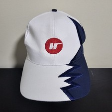 Vintage Halliburton Hat Cap Strap Back Blue White Jagged Edge 90s Kati Headwear