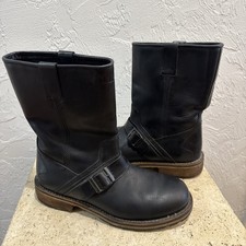 L.L.Bean Hombres 10 M Cuero Desbastado Ingeniero Botas Arnés Negro Goodyear Welt
