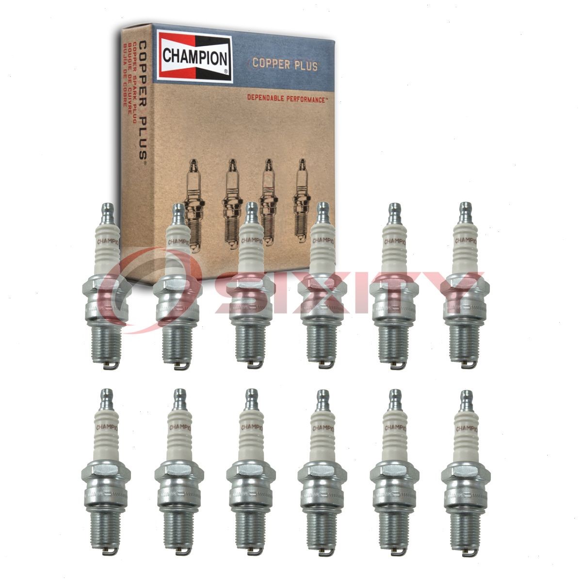 12 pc Champion Copper Plus Spark Plugs for 1966-1968 Lamborghini 400GT 3.9L vp