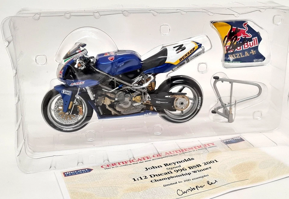 Minichamps 1/12 Ducati 996 BSB 2001 John Reynolds Signed Model Motorbike - Bild 3 von 4