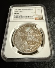 ARMENIA SILVER 500 DRAM 2022 NOAH'S ARK 1 0Z .999 FINE SILVER COIN NGC MS 69