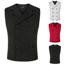 New Men's Double Breasted Button Suit Waistcoat Gothic Steampunk Victorian