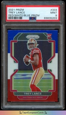 PSA 9 RC Rookie Trey Lance Red White Blue Prizm Panini 2021 NFL 49ers