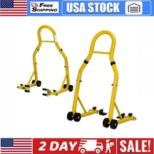 2PCS Motorcycle Stands Front and Rear 900 LB Heavy Duty Front & Rear Wheel Lift