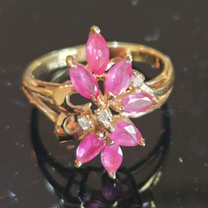 Rubies & Diamonds 14kt Yellow Gold Ring