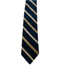 Nautica Dark Blue Gold White Stripes Silk Men's Tie Made in USA 3.25"x59"