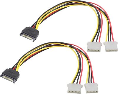Sata 15pin To Dual 4pin Molex Onetotwo Power Cord Cablesata 15p To 4p Ide Hard D