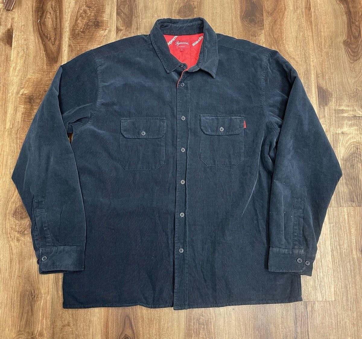 Supreme Quilted Corduroy Shirt Blue Size Large | eBay