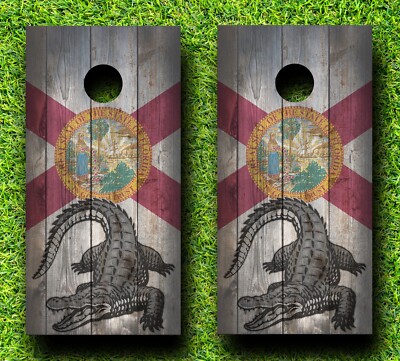 CH320 Florida Alligator Cornhole Board Wrap LAMINATED Wraps Decals Vinyl Sticker