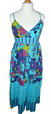 SUMMER MIDI DRESS-NWOT  Blue Multi Floral, Straps- UK 10-SALE -NOW £4 TO CLEAR