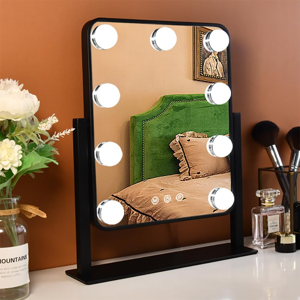 LED Vanity Mirror with 9 Dimmable Lights for Makeup & Desk