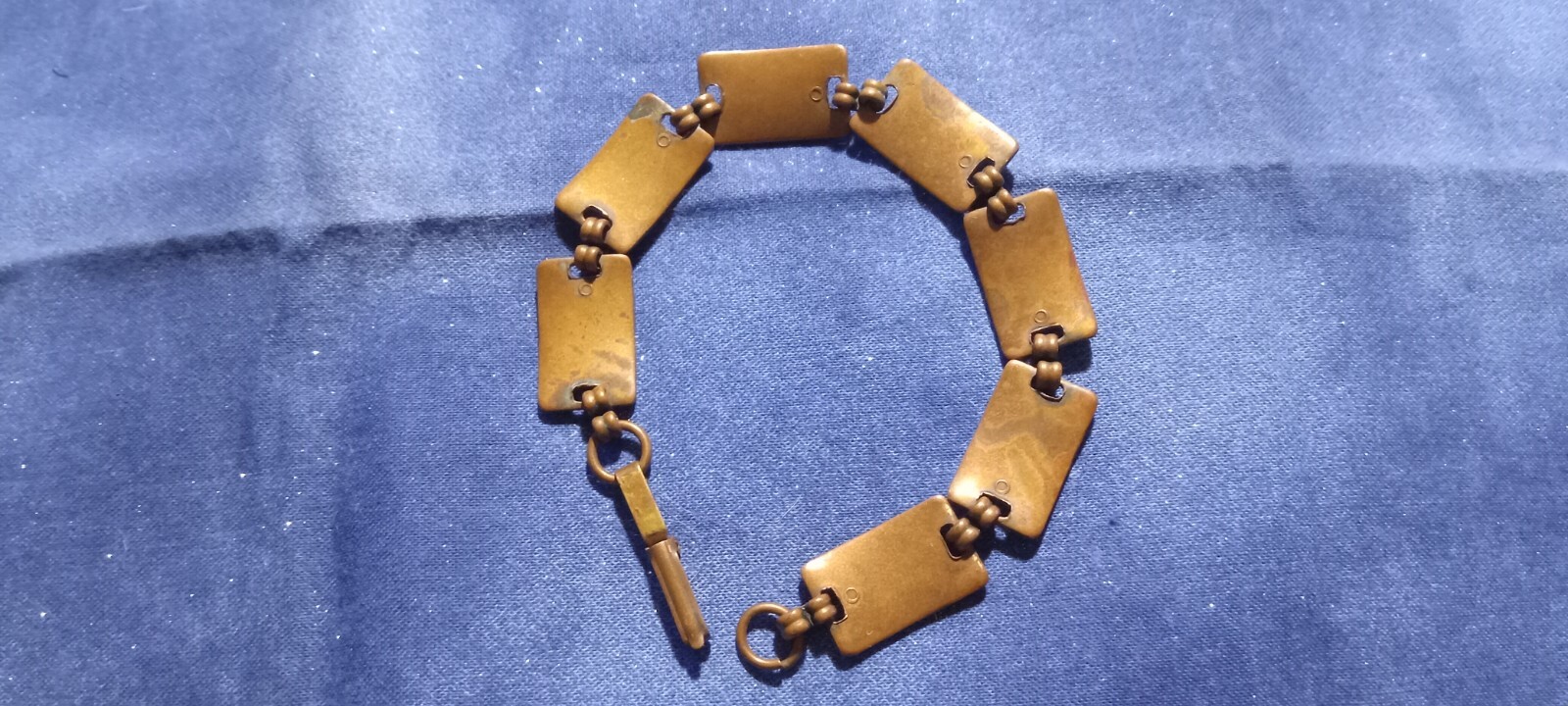 Vtg Solid Copper Link Bracelet Aztec Thunderbird … - image 3
