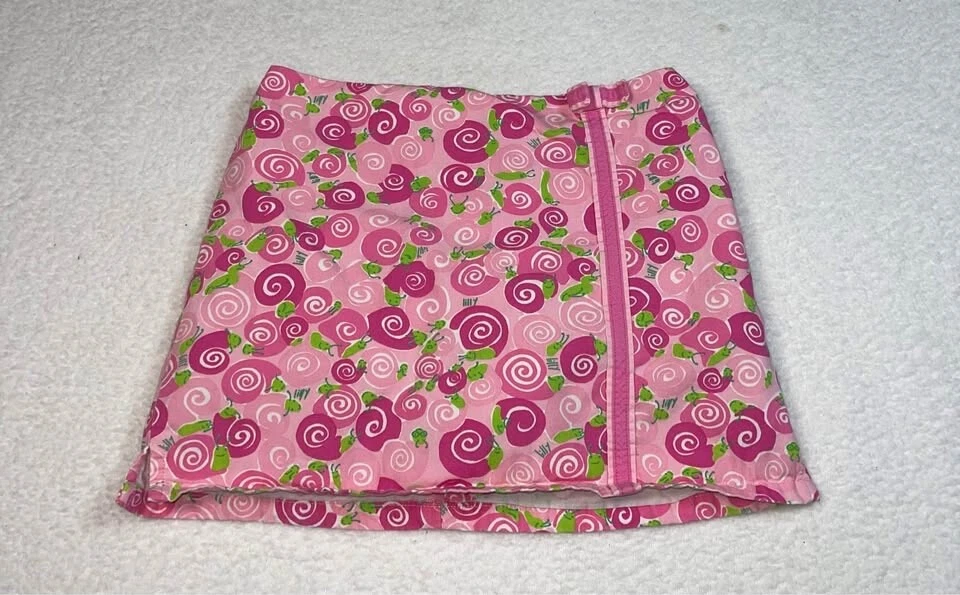 Falda corta Lilly Pulitzer niña rosa y verde vintage remolino caracol Foto 2 de 4