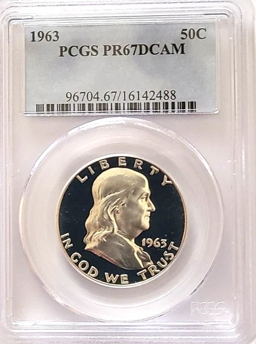 1963 PROOF FRANKLIN HALF DOLLAR 50C, PCGS PR67 DCAM