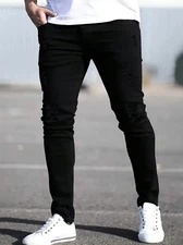 Pantalones Vaqueros Para Hombre de Vestir Elegante Pantalón Negro Jean Mezclilla