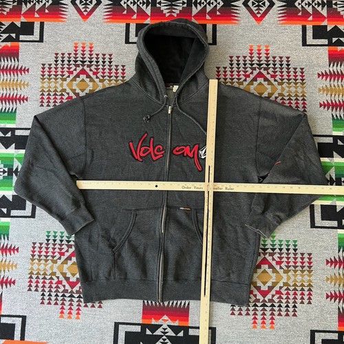 Volcom Hoodie Full Zip Sweatshirt Men's Size XL Gray Vintage Y2K Logo Skate B6 - Picture 3 of 14