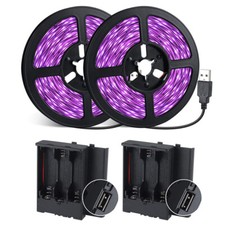 2Pcs UV LED Black Light Ultraviolet Strip USB Battery Club Bar Party Blacklight