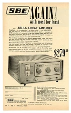 CQ Ham Radio Mag. Ad for SIDEBAND ENGINEERS Model SB1-LA Linear Amplifier (2/64)