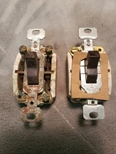 Vintage Porcelain Light Switches,  Early  Toggle Style,  2 Peices 