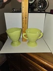 Vintage Pastel Yellow Hazel Atlas Creamer and sugar set ovide