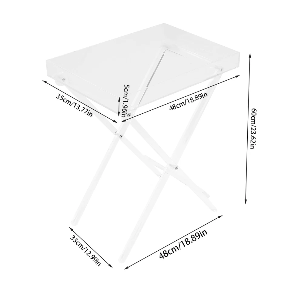 Clear Plastic Acrylic Folding Table TV Snack Tray Living room Coffee Tea Table - Image 3 of 4