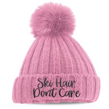 Ski Hair Dont Care Faux Fur Beanie Verbier Pop Pom Skiing Gifting Her Multi Y...