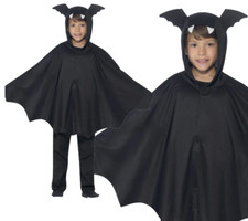Kids Girls Boys Black Vampire Bat Wings Cape Halloween Fancy Dress Costume New