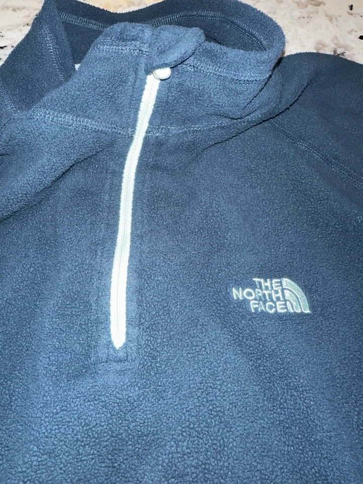 Женский свитер The North Face зеленый синий флисовый пуловер на молнии 1/4 легкий - Изображение 4 из 4