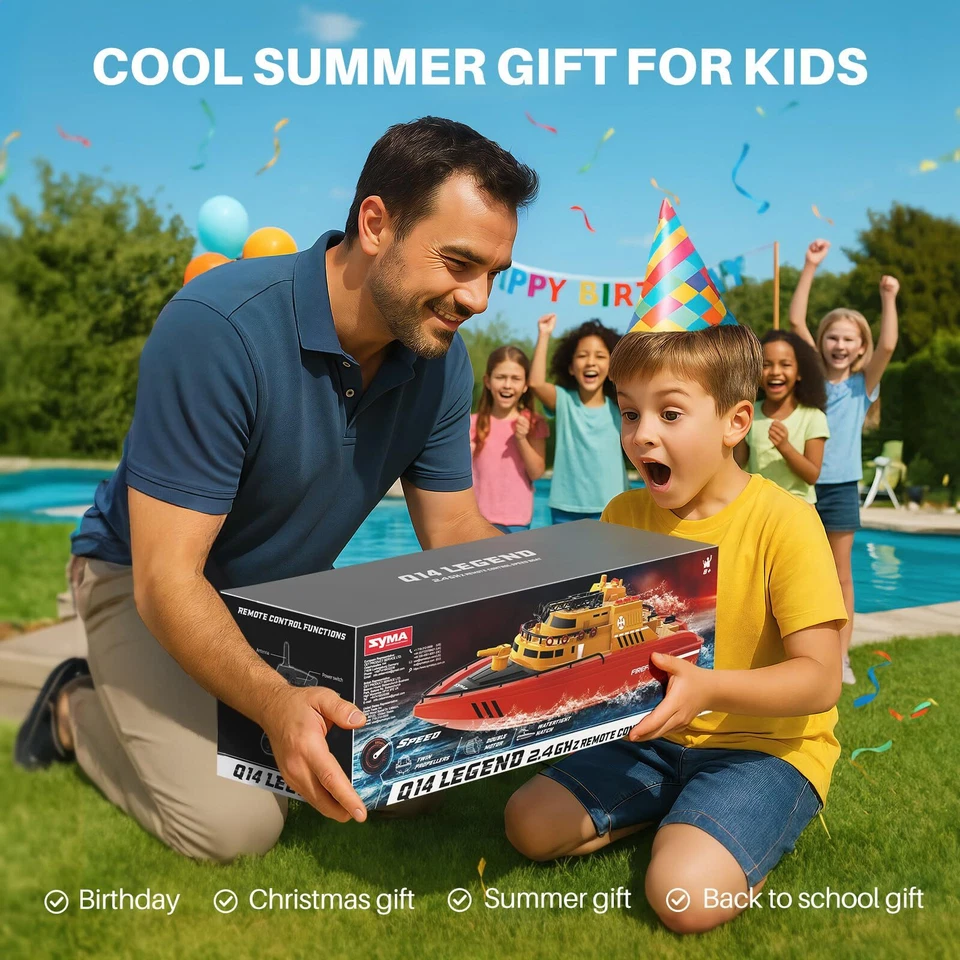 Remote Control Boat, Big RC Boat Firefighter for Kids 8-12 with 40 Mins Run Time - Image 2 of 4