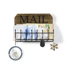  Rustic Mail Holder Organizer, Key Holder Wall Mount Mail Sorter for Hallway 