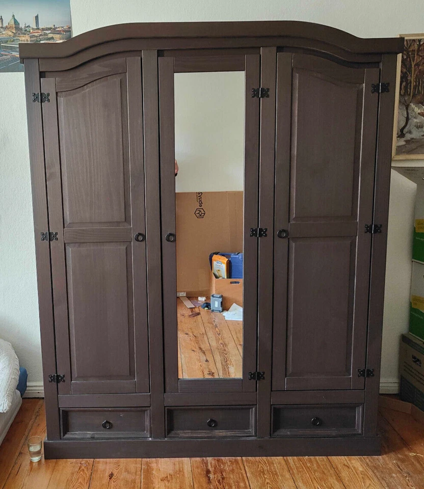 Kleiderschrank mit Spiegel 3 Türen Kiefer New Mexico kolonial