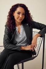 M&co Women's Leather Biker Jacket