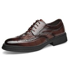 Mens British Round Toe Dress Business Lace Up Oxfords Wedding Shoes Wing Tip New
