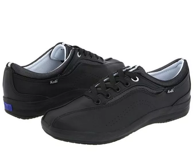 Keds Women Spirit Black Silver Ubal Stone Leather Lace Up Size 5